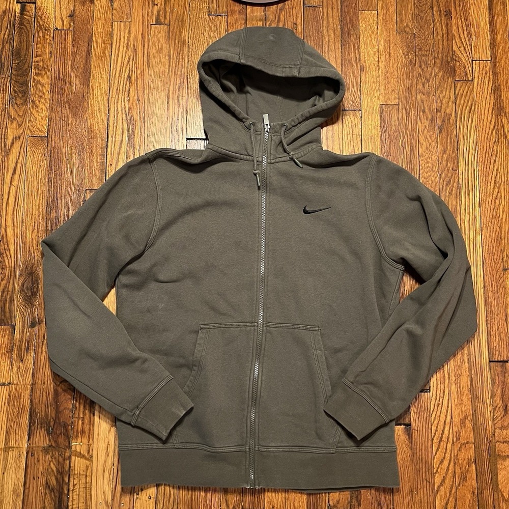 Nike Zip Hoodie Men's Large Army Green Cotton